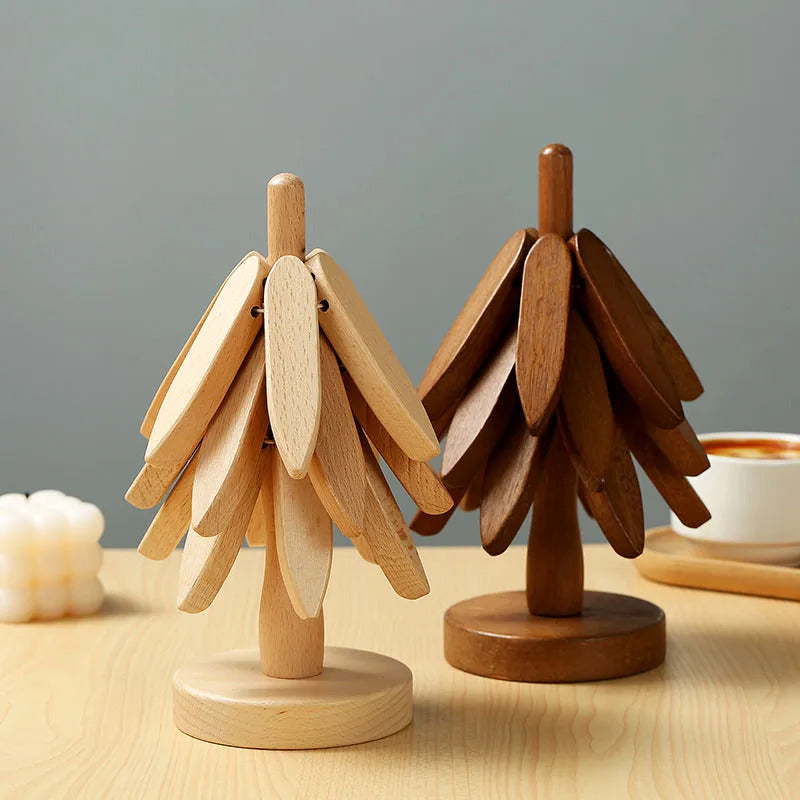 Wooden Tree Design Stand Trivets, Heat Resistant Table Mat Coasters, Decorative Pot Placemats