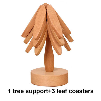 Wooden Tree Design Stand Trivets, Heat Resistant Table Mat Coasters, Decorative Pot Placemats