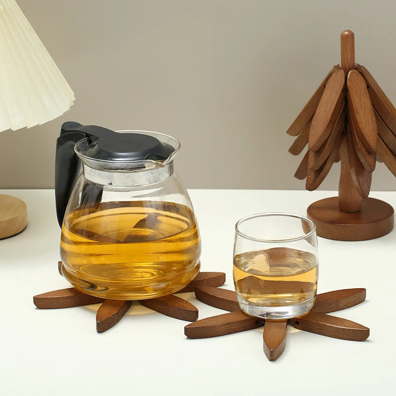 Wooden Tree Design Stand Trivets, Heat Resistant Table Mat Coasters, Decorative Pot Placemats