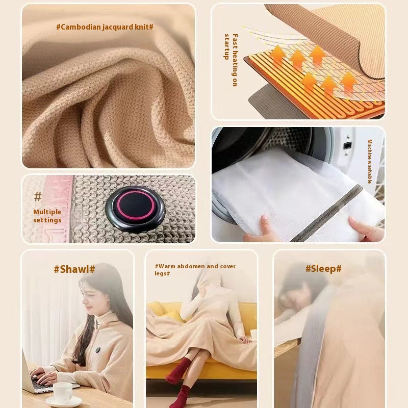 USB Heated Blanket Electric Shawl Wraps Heating USB Powered Blanket Women Wearable Throw Blanket 1