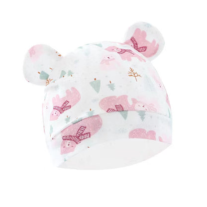 Kids Warm Bonnet Baby Bear Beanies Spring Autumn Pure Cotton Pullover Cap Boys Girls Newborn Fetal  6