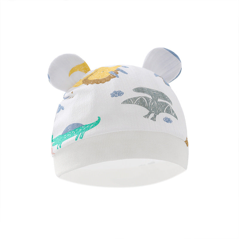 Kids Warm Bonnet Baby Bear Beanies Spring Autumn Pure Cotton Pullover Cap Boys Girls Newborn Fetal  7