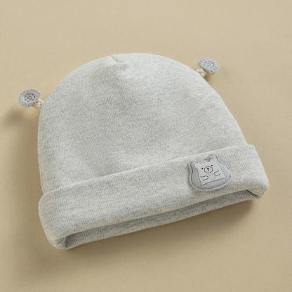 Kids Warm Bonnet Baby Bear Beanies Spring Autumn Pure Cotton Pullover Cap Boys Girls Newborn Fetal  11
