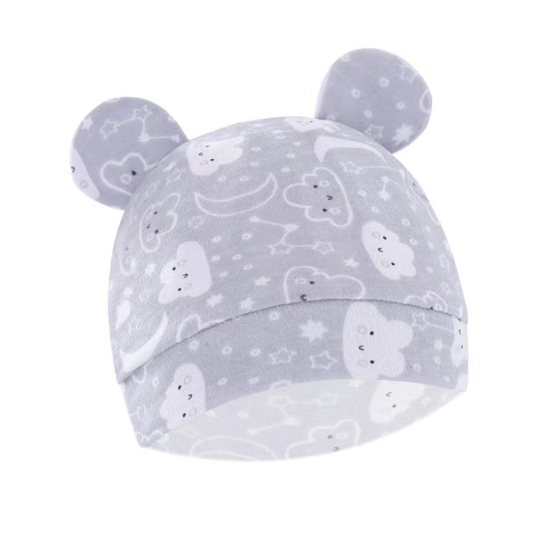 Kids Warm Bonnet Baby Bear Beanies Spring Autumn Pure Cotton Pullover Cap Boys Girls Newborn Fetal  9