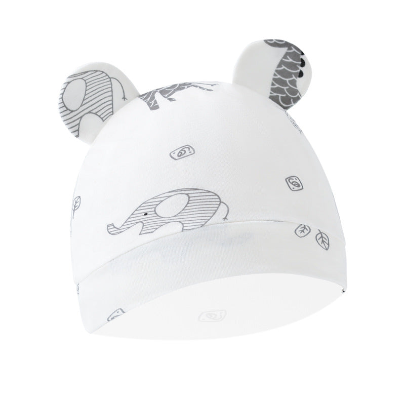 Kids Warm Bonnet Baby Bear Beanies Spring Autumn Pure Cotton Pullover Cap Boys Girls Newborn Fetal  10
