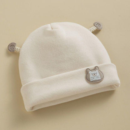 Kids Warm Bonnet Baby Bear Beanies Spring Autumn Pure Cotton Pullover Cap Boys Girls Newborn Fetal  12
