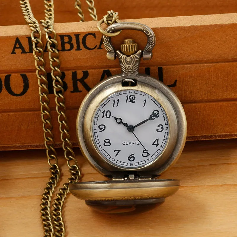 Exquisite Vintage Motorbike Pocket Watch Retro Bronze Creative Clock Cowboy Necklace Chain 1