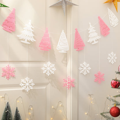 Christmas Party Background Banner, Cartoon Snowflake Decoration Set