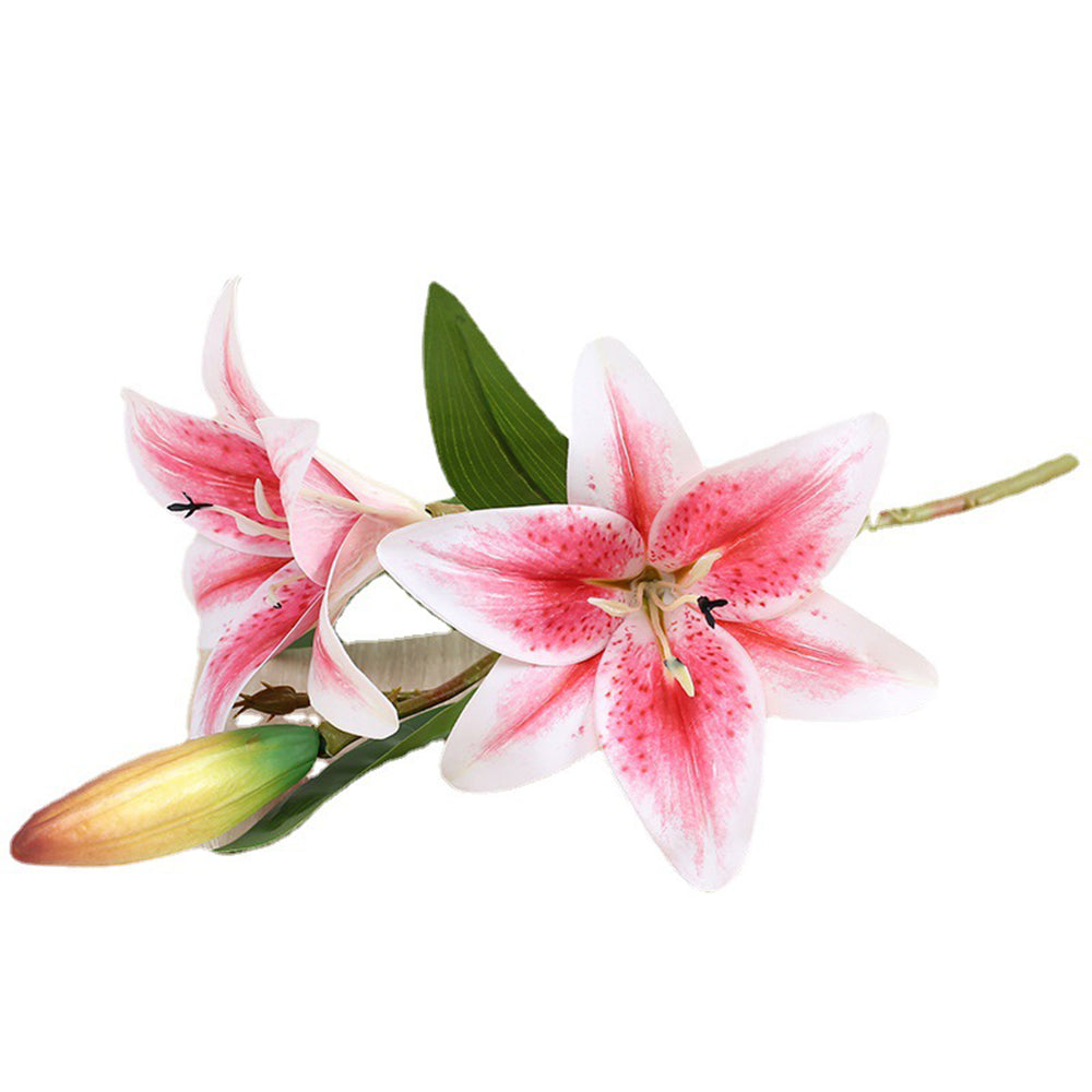 Real Looking, Printing Lily Branch, Artificial Flowers, for Wedding, Home Garden Decoration