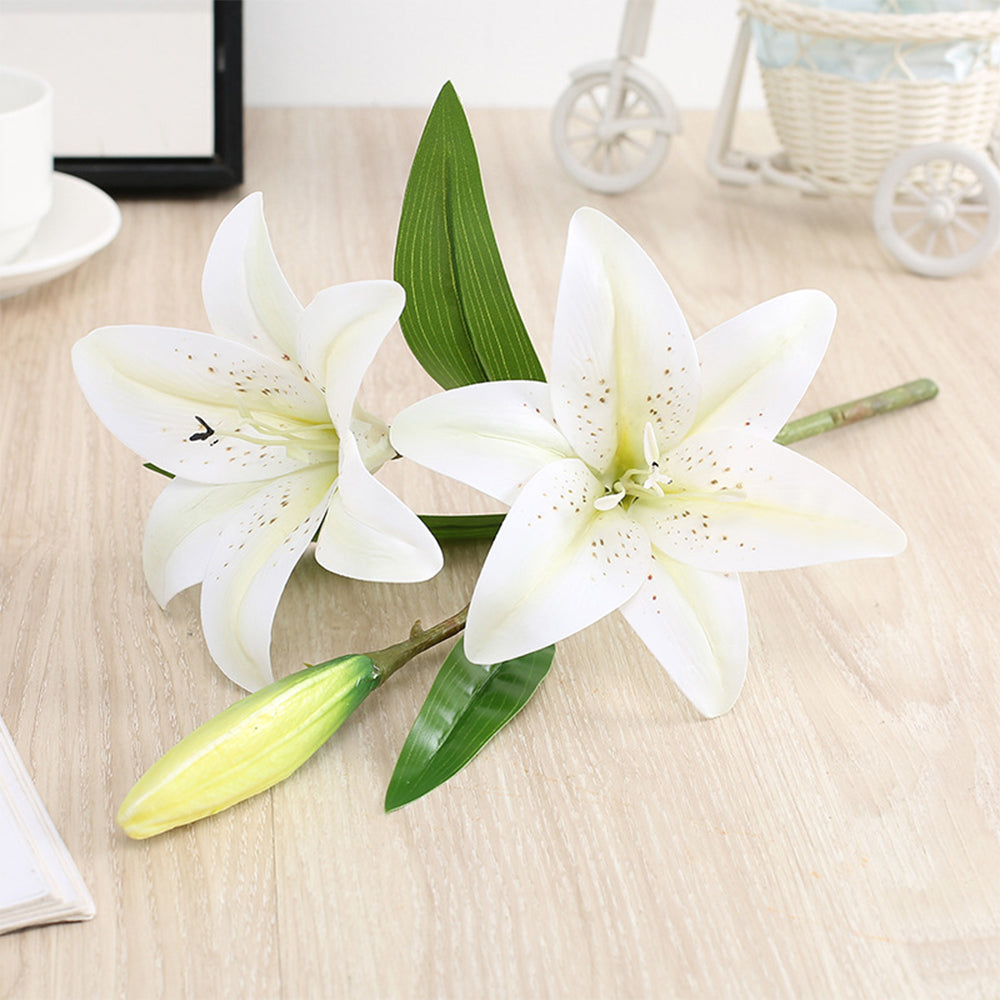 Real Looking, Printing Lily Branch, Artificial Flowers, for Wedding, Home Garden Decoration