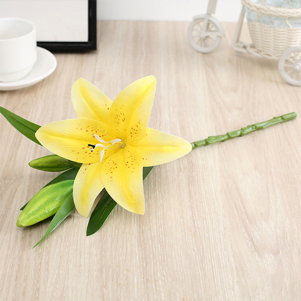 Real Looking, Printing Lily Branch, Artificial Flowers, for Wedding, Home Garden Decoration