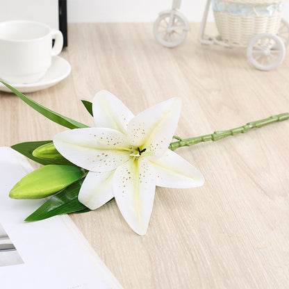 Real Looking, Printing Lily Branch, Artificial Flowers, for Wedding, Home Garden Decoration