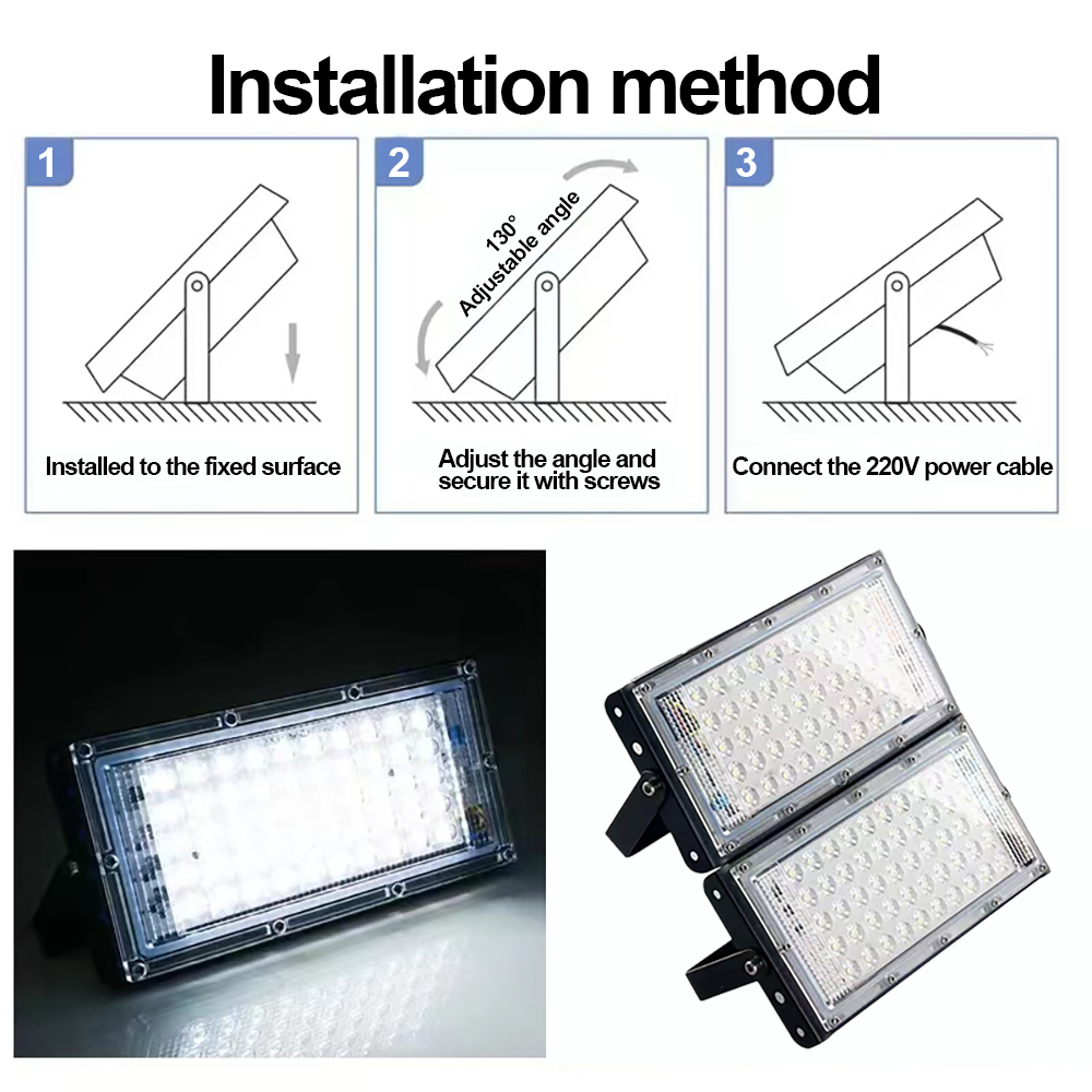 Waterproof LED Flood Light IP65 Outdoor Projecteur 220V Reflector Cold White LED Focus Spotlight 4