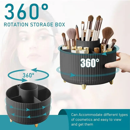 360 ° rotating 5 slot makeup brushes holder organizer multi-functional desk storage cosmetics storage for vanity desktop bathroo