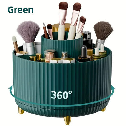 360 ° rotating 5 slot makeup brushes holder organizer multi-functional desk storage cosmetics storage for vanity desktop bathroo