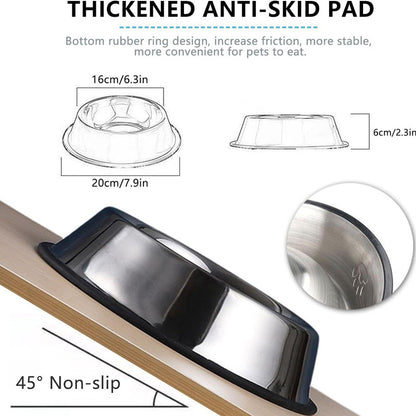 Dog Food Bowl, Stainless Steel Pet Bowl, Multi-Specification Feeding Bowl