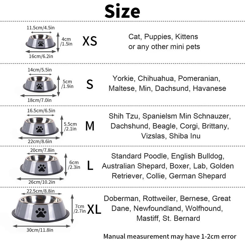 Dog Food Bowl, Stainless Steel Pet Bowl, Multi-Specification Feeding Bowl
