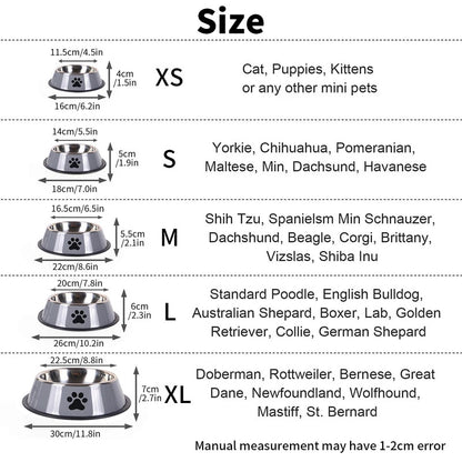 Dog Food Bowl, Stainless Steel Pet Bowl, Multi-Specification Feeding Bowl