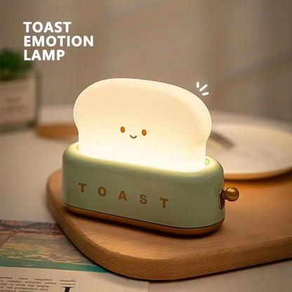 LED Desk Lamp with Charging Function, Creative Bedroom Night Light, Timed Light Off Toast Maker Lamp