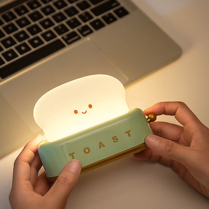 LED Desk Lamp with Charging Function, Creative Bedroom Night Light, Timed Light Off Toast Maker Lamp