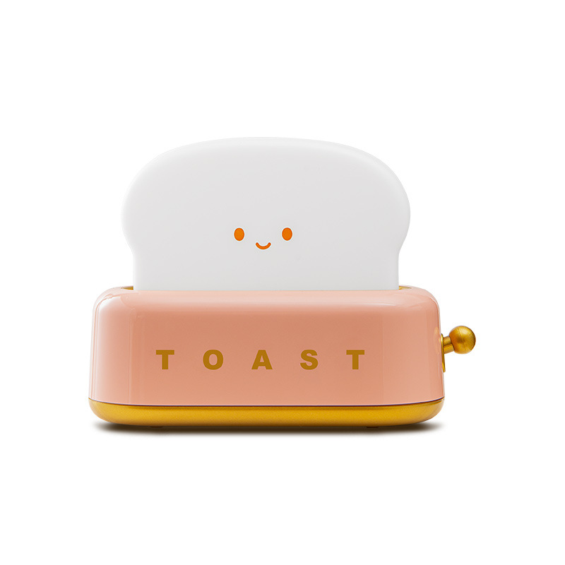 LED Desk Lamp with Charging Function, Creative Bedroom Night Light, Timed Light Off Toast Maker Lamp