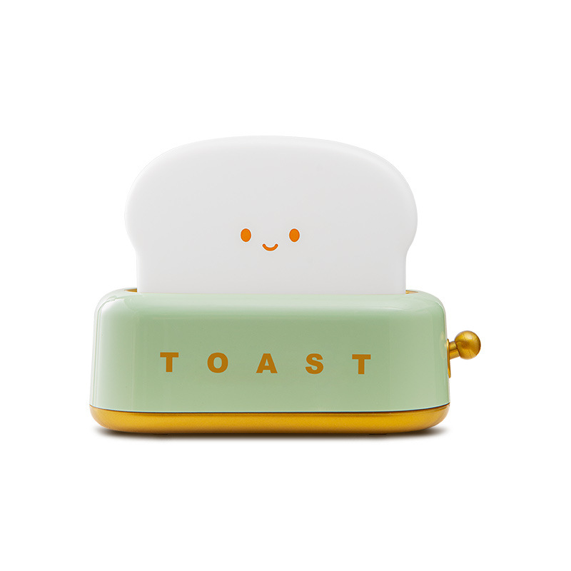 LED Desk Lamp with Charging Function, Creative Bedroom Night Light, Timed Light Off Toast Maker Lamp