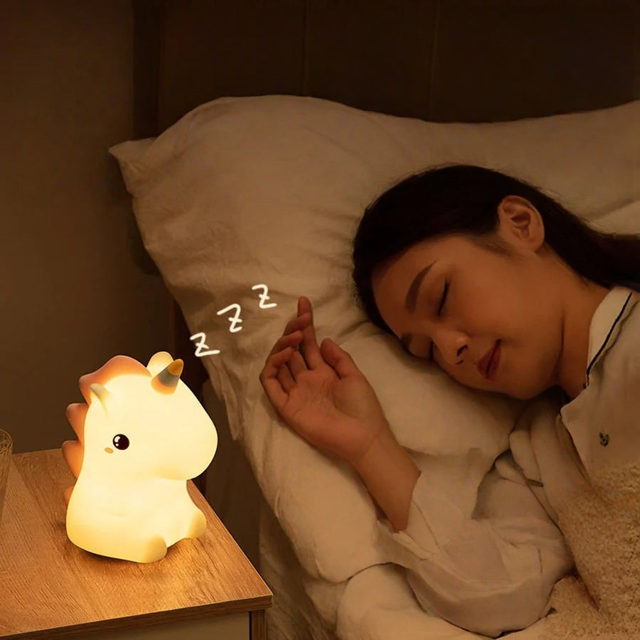 Cartoon Animal LED Night Light For Kids USB Rechargeable Unicorn Bedroom Decor Lamp 3