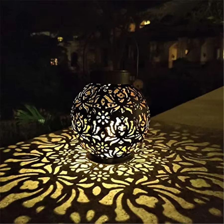 Iron Art Solar Garden Lantern – Outdoor Hanging Projection Light, Waterproof LED for Landscape & Patio Decor