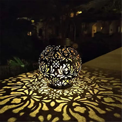 Iron Art Solar Garden Lantern – Outdoor Hanging Projection Light, Waterproof LED for Landscape & Patio Decor