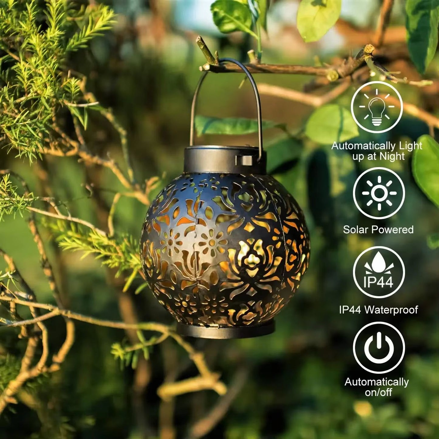 Iron Art Solar Garden Lantern  Outdoor Hanging Projection Light Waterproof LED For Landscape  Patio 3