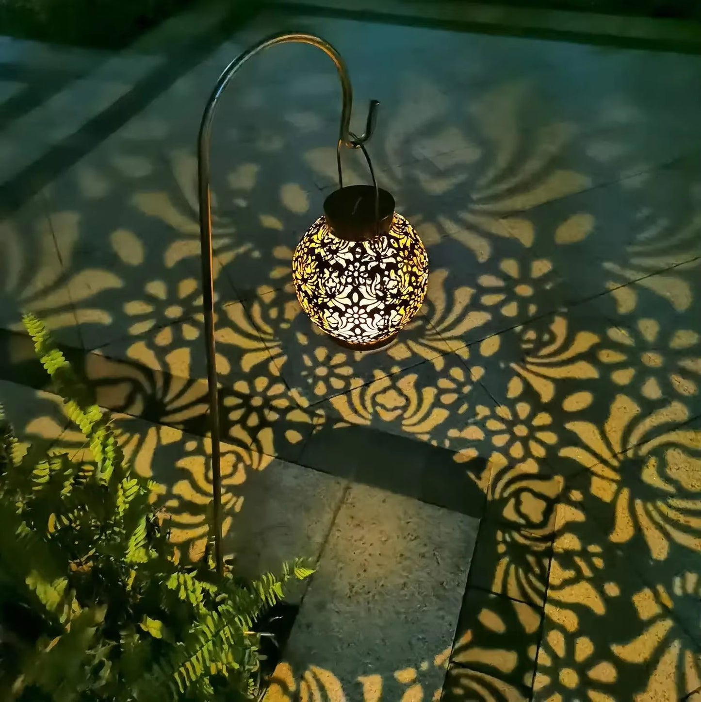 Iron Art Solar Garden Lantern  Outdoor Hanging Projection Light Waterproof LED For Landscape  Patio 5