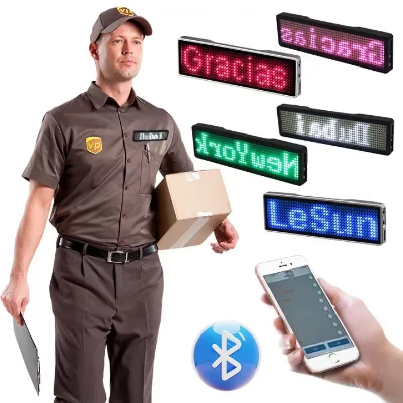 Rechargeable Bluetooth LED Name Tag  DIY Programmable LED Badge With Scrolling Message Display 1
