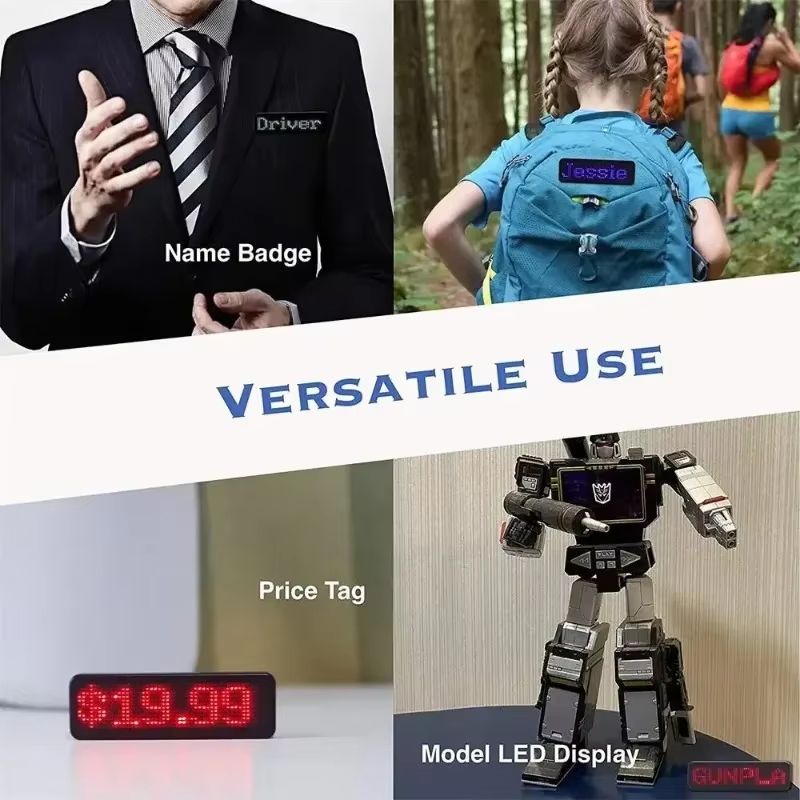 Rechargeable Bluetooth LED Name Tag  DIY Programmable LED Badge With Scrolling Message Display 5