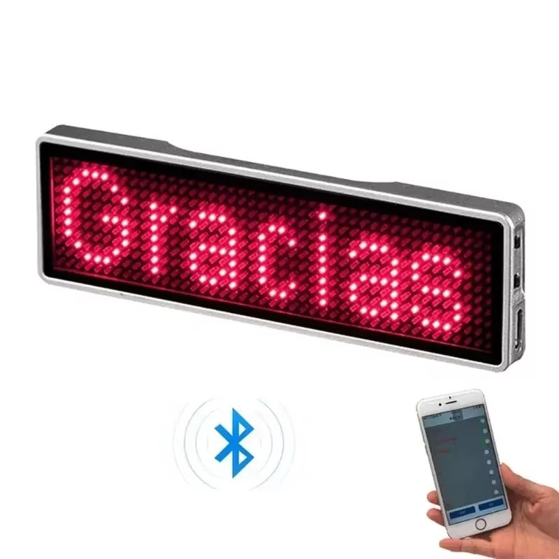 Rechargeable Bluetooth LED Name Tag  DIY Programmable LED Badge With Scrolling Message Display 7