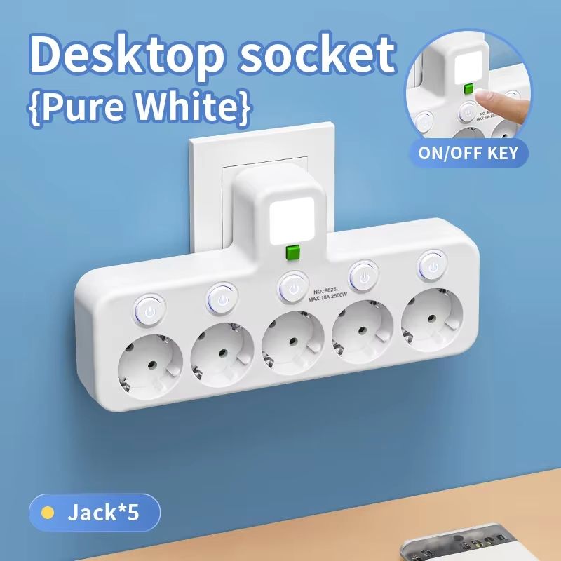 EU Power Strip With 5 Sockets And USBC Ports  Compact EU Power Strip Multi Plug Outlet 2