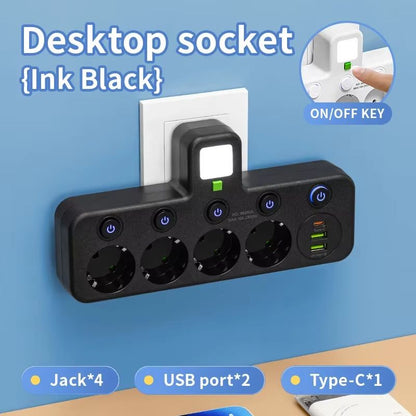 EU Power Strip With 5 Sockets And USBC Ports  Compact EU Power Strip Multi Plug Outlet 7
