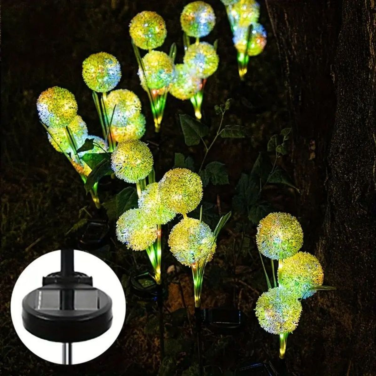 Festive SolarPowered LED Garden Light Solar Charging Dandelion Outdoor Lighting Decor 4