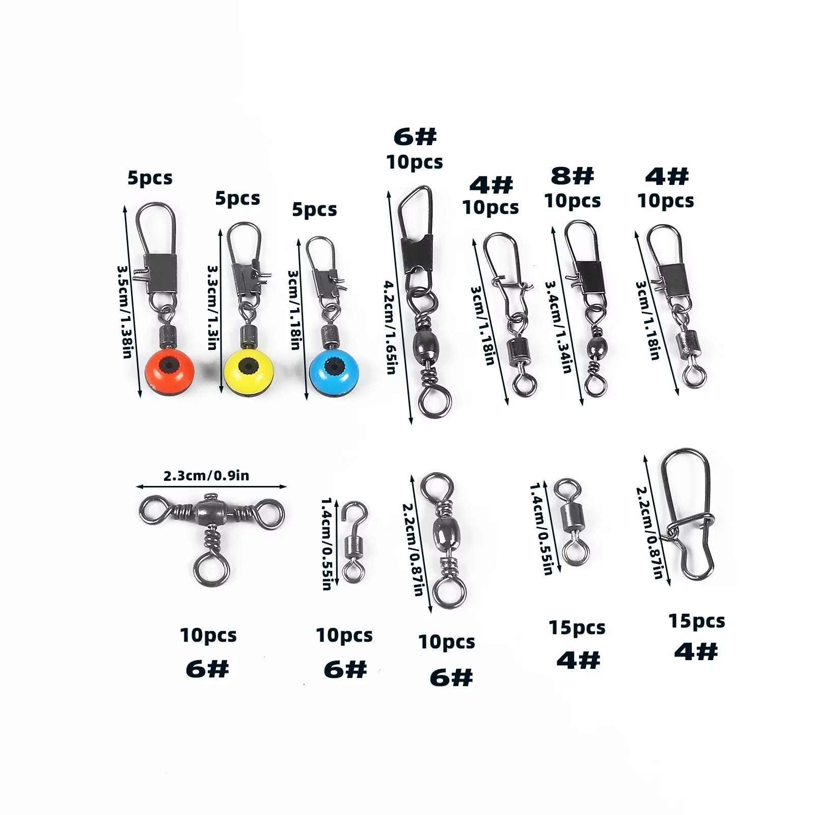 115Piece Fishing Connector Swivels Kit With Box  Center Pass Swivels  Pins For Sea Bass  Trout Rigs 1