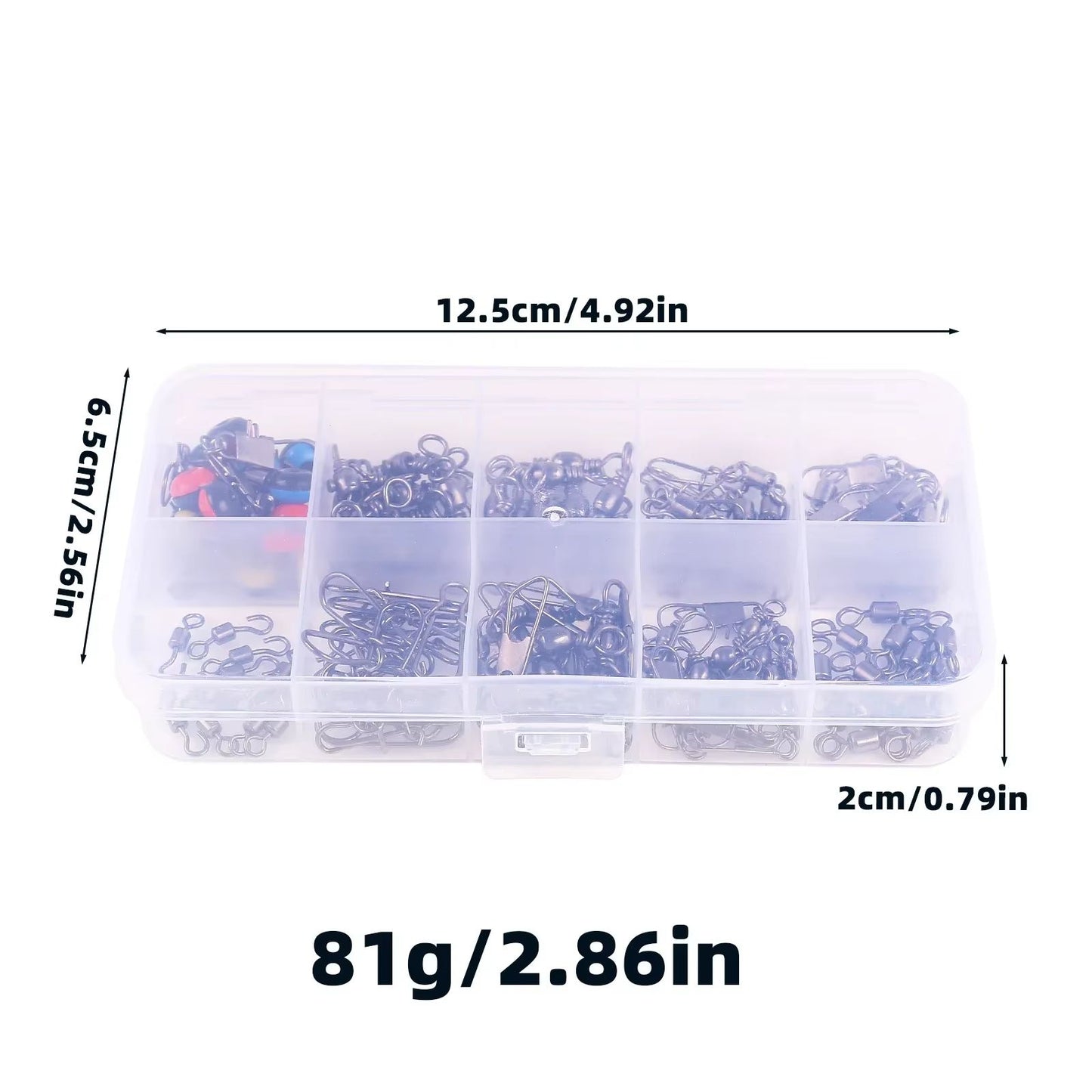 115Piece Fishing Connector Swivels Kit With Box  Center Pass Swivels  Pins For Sea Bass  Trout Rigs 3