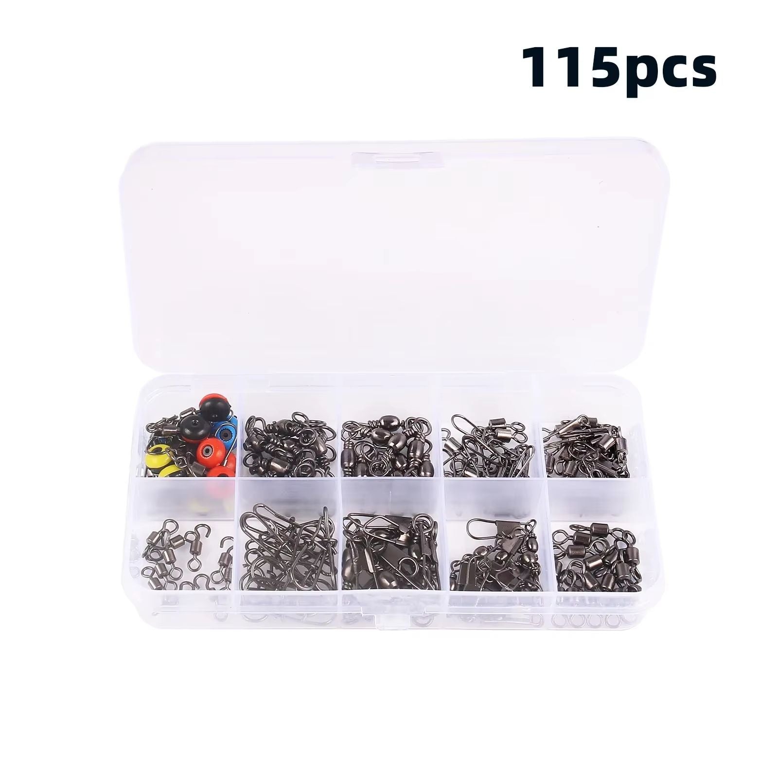115Piece Fishing Connector Swivels Kit With Box  Center Pass Swivels  Pins For Sea Bass  Trout Rigs 4