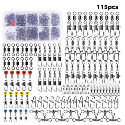 115Piece Fishing Connector Swivels Kit With Box  Center Pass Swivels  Pins For Sea Bass  Trout Rigs 6