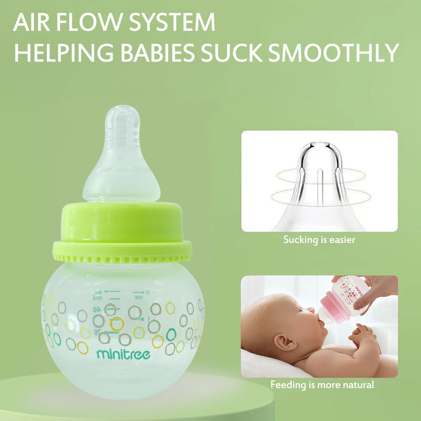 Newborn Feeding Bottles 60ML Baby Bottle Glass Bottles Antiflatulence Milk Feeding Bottles Infant B 3