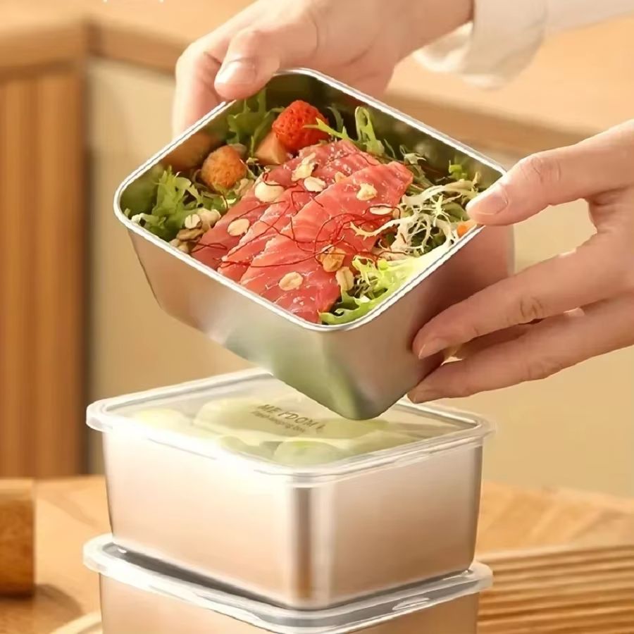 Stainless Steel Airtight Lunch  Storage Box  Small FreshKeeping Food Container For Home  Camping 2