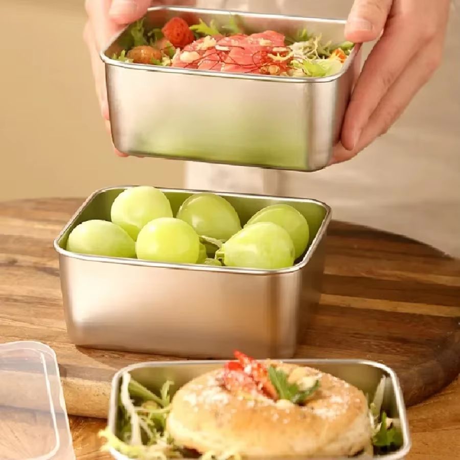 Stainless Steel Airtight Lunch  Storage Box  Small FreshKeeping Food Container For Home  Camping 4