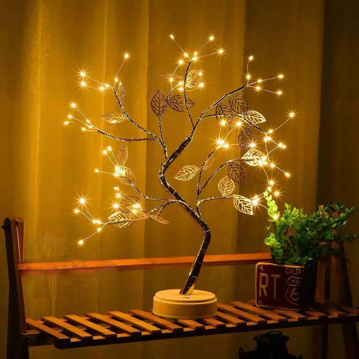 With Golden Leaf Touch Tree Light, Night Light, Battery Box USB Christmas Decorative Light