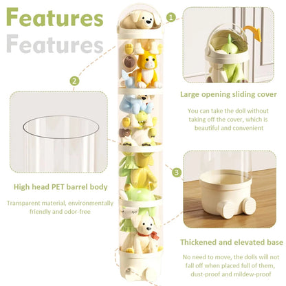 Organization Plush Toy, Doll Storage Box, Storage Tube Transparent, Plastic Toy Organizer