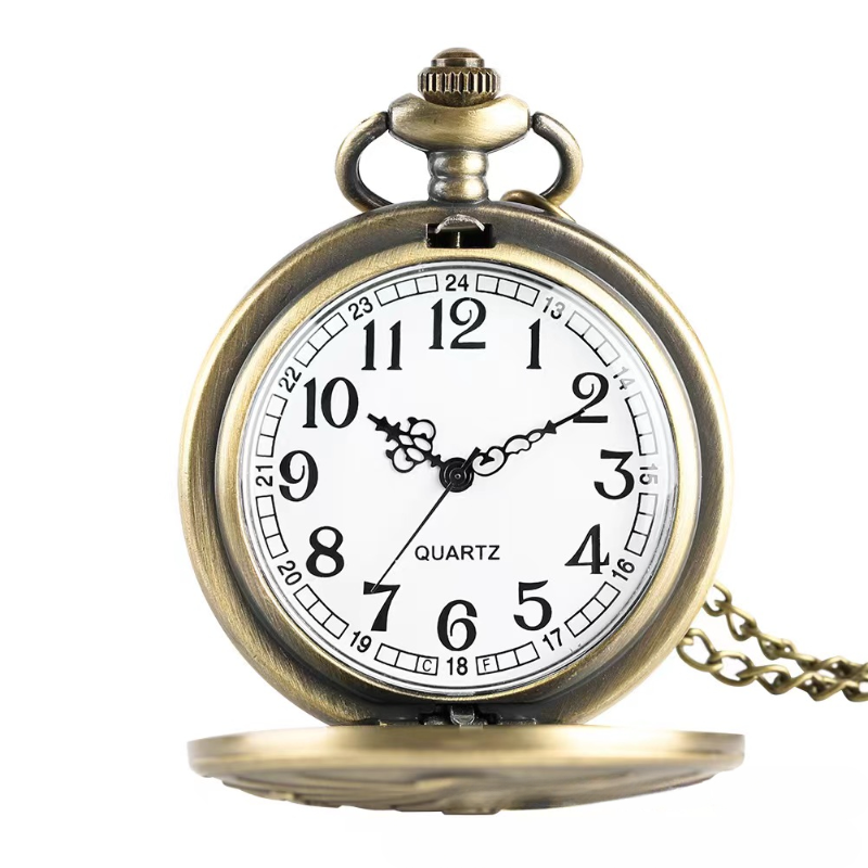 Three Headed Dragon Quartz Pocket Watch Vintage Bronze Fire Monster Necklace Antique Watch 4