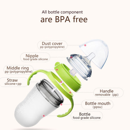 Baby NanoSilicone Bottle With Handle Soft Milk Pulling Breastmilklike Design 4