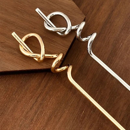 Golden Hip Hop Twist Hairpin – Simple Alloy Stick Pin for Effortless Cool Style (1pc or 2pcs)