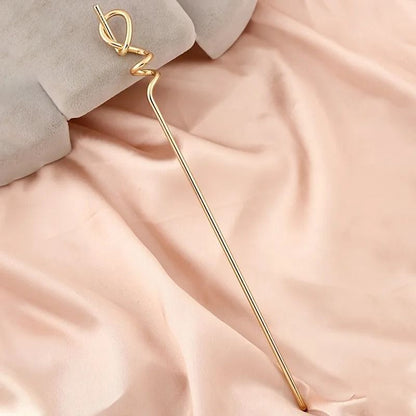 Golden Hip Hop Twist Hairpin  Simple Alloy Stick Pin For Effortless Cool Style 1pc Or 2pcs 2